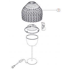 Ricambi Flos Tatou T1 Assieme Diffusore Bianco-Nero-Ocra Grigio 