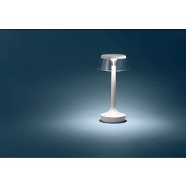 Flos Bon Jour Unplugged Bianco Tessuto Lampada da Tavolo Ricaricabile