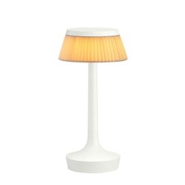 Flos Bon Jour Unplugged Bianco Tessuto Lampada da Tavolo Ricaricabile
